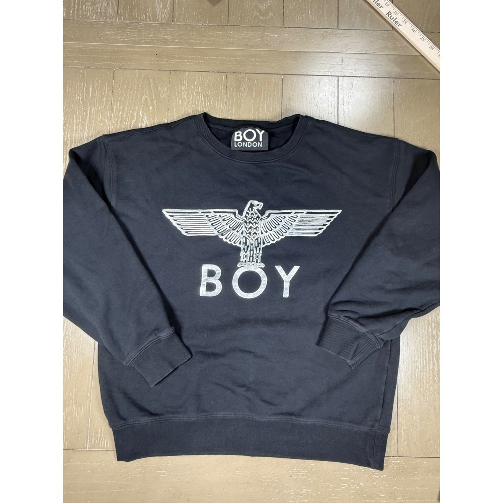 BOY London Sweatshirt Men Large Black Eagle Graphic Logo Streetwear Crewneck
